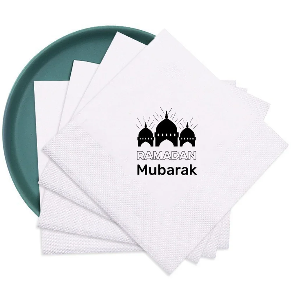 

50pcs Castle Ramadan Mubarak Paper Napkin Ramadan Mubarak Dinner Eid Decorations Al-Fitr Al Adha Muslim Islamic Kareem Decor