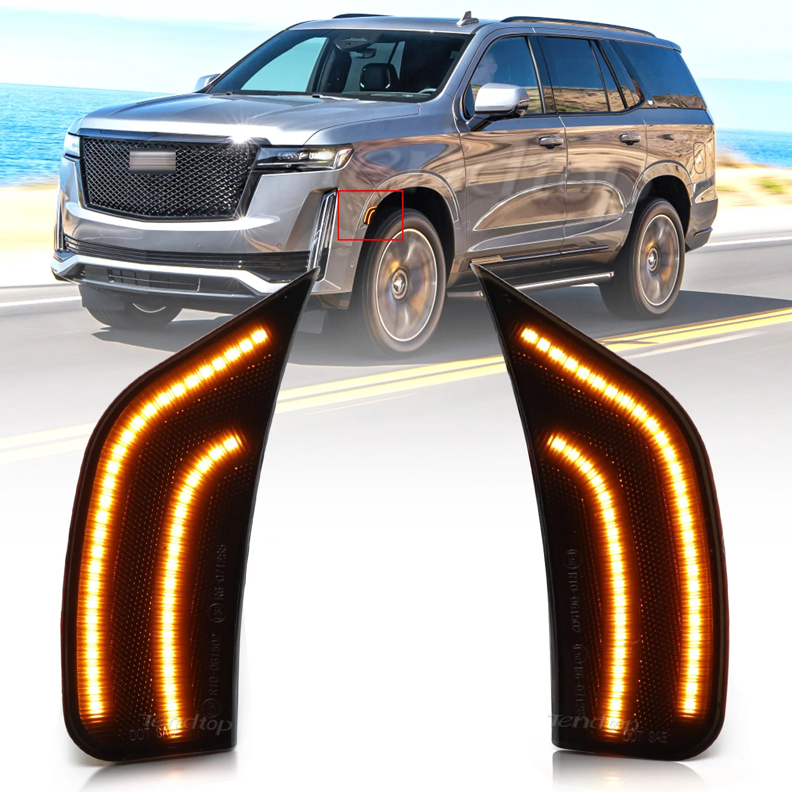 

2pcs Smoked Led Fender Side Marker Light Bumper Lamp For Chevrolet Suburban Tahoe For Cadillac Escalade ESV GMC Yukon 2021 2022