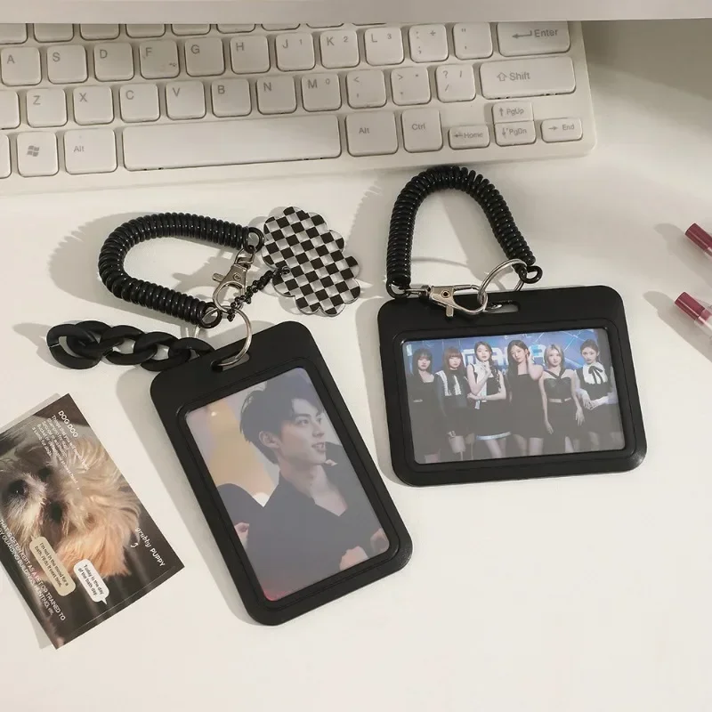 Black Style 3 inch Card Holder Kpop Photocard Holder Photo Card Holder Bag Pendant School Stationery 2