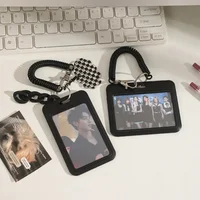 Black Style 3 inch Card Holder Kpop Photocard Holder Photo Card Holder Bag Pendant School Stationery 2
