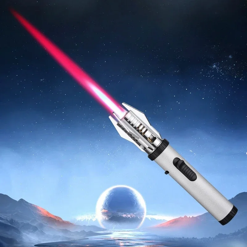 ensendedor soplete de gas para cocina forma espada laser , encendedor de Gas con chorro de llama, accesorios para fumar cigarrillos, joyería de Metal Turbo a prueba de viento, encendedores de cigarros para soldar » ensendedor soplete de gas para cocina forma espada laser