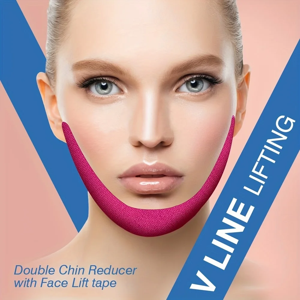 Elastic Face Lift Tape-Instantly Lifts Sagging Jowls,Neck Skin,and Double Chin for a Defined V Jawline-Reusable-0.98*196.85 inch 5