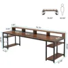 Two Person Desk with Monitor Stand, 78.74" Long Double Computer Office Desk with Storage Shelves, Large Gaming Desk Study 2