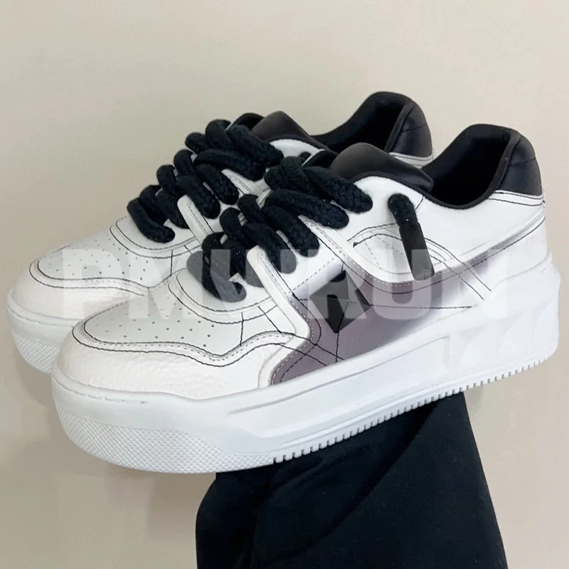 

Unisex Flat Shoes Spring Autumn 2023 New Rivet Design Mixed Colors Thick Bottom Casual Shoes Comfortable Breathable Female Shoes
