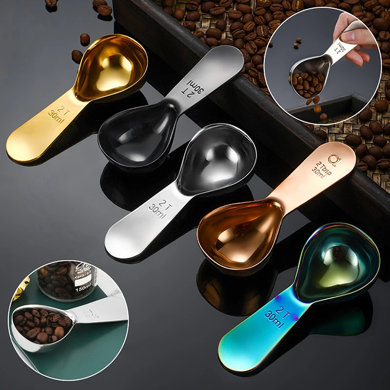 Kitchen Measuring Spoons Stainless Steel Coffee Bean Powder Scoop 30ml 15ml