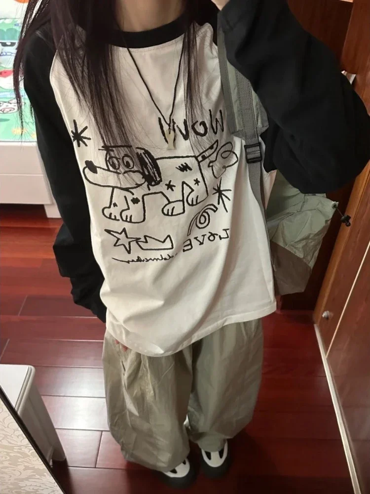 

Deeptown Kawaii T-shirts Women Cute Anime Long Sleeve Y2k Vintage Japanese Preppy Style Oversized Korean Reviews Many Clothes