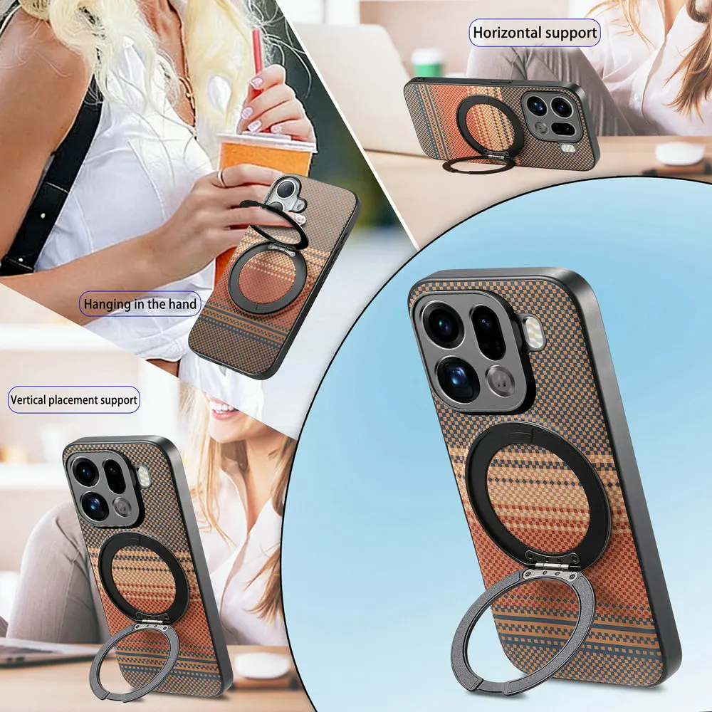 Luxury Leather Back Case with Metal Ring Magnet
