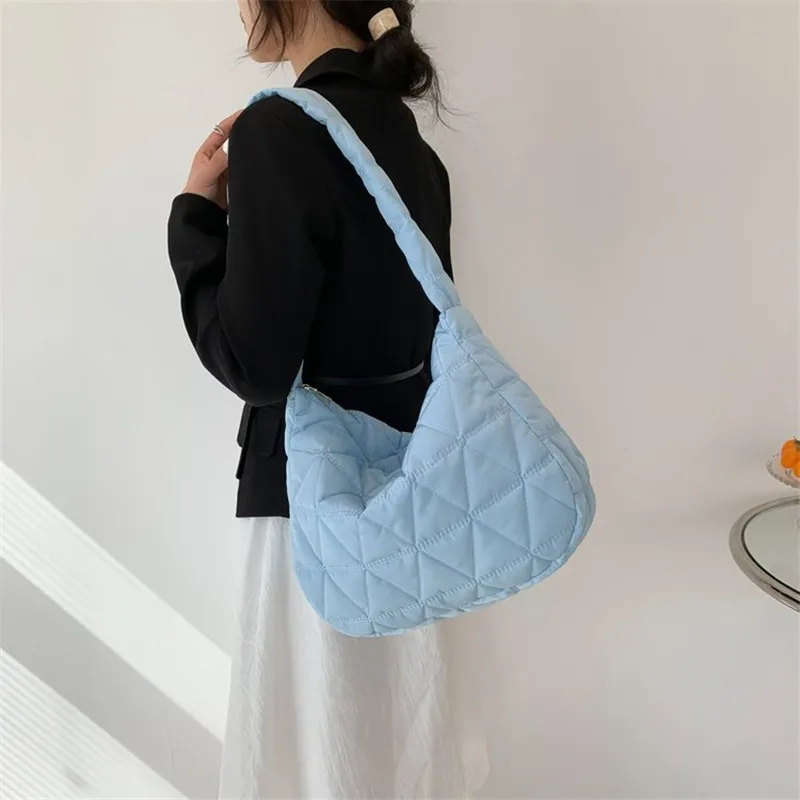Puffer Quilted Crossbody Bag, Padded Shoulder Bag, Trendy Large Capacity Hobo Bag, Everyday Crossbody Bag, Secure Travel Purse