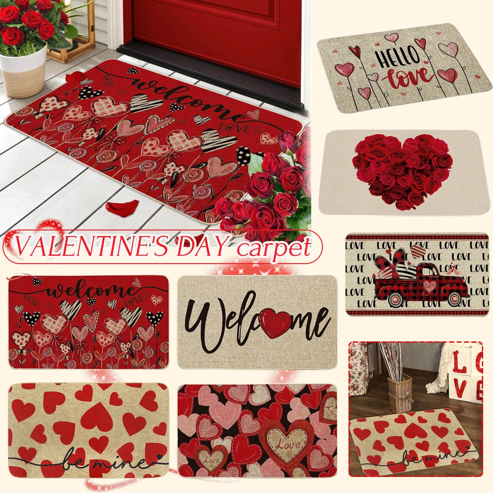 

Valentine'S Day Floor Mat Entrance Door Mat Love Holiday Decoration Floor Mat Entrance Floor Mat 40*60cm Bathroom Mat коврик для