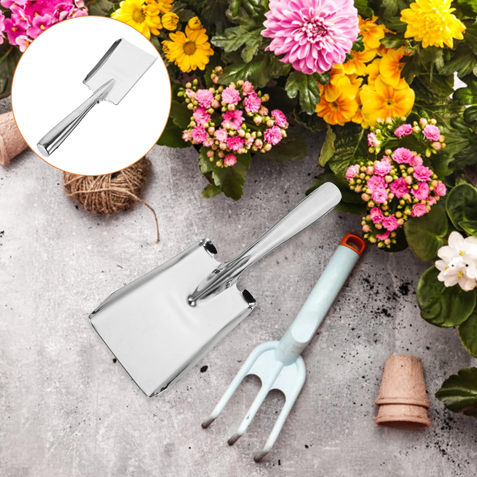 Stainless Steel Small Square Spatula Multifunctional Shovels Vegetable Bucket Trowel Home Planting Tool Thicken Garden