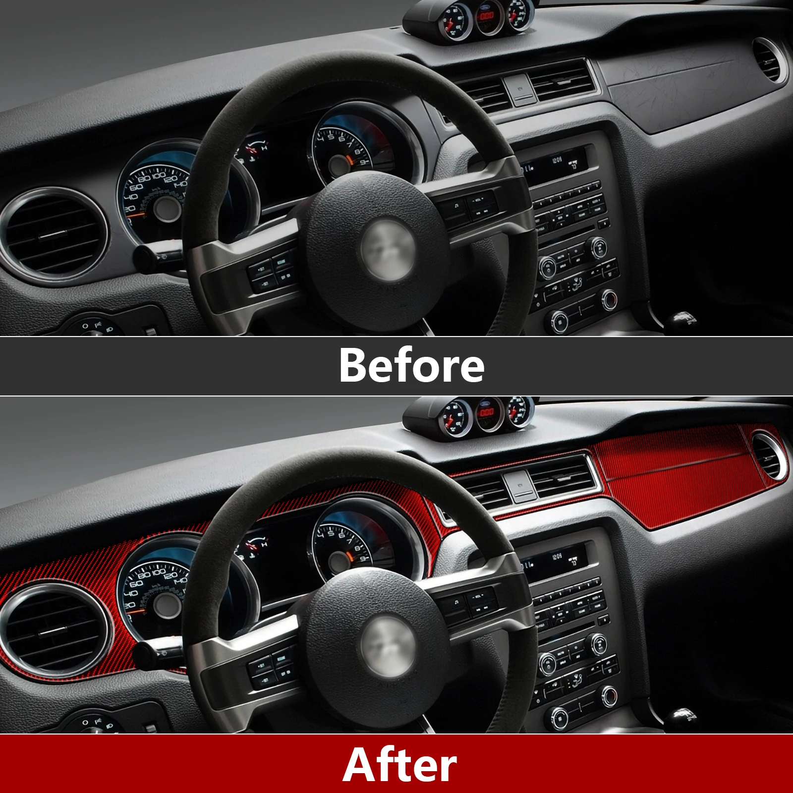 Carbon Fiber Sticker Decal Car Center Consoles Instrument Panel ...