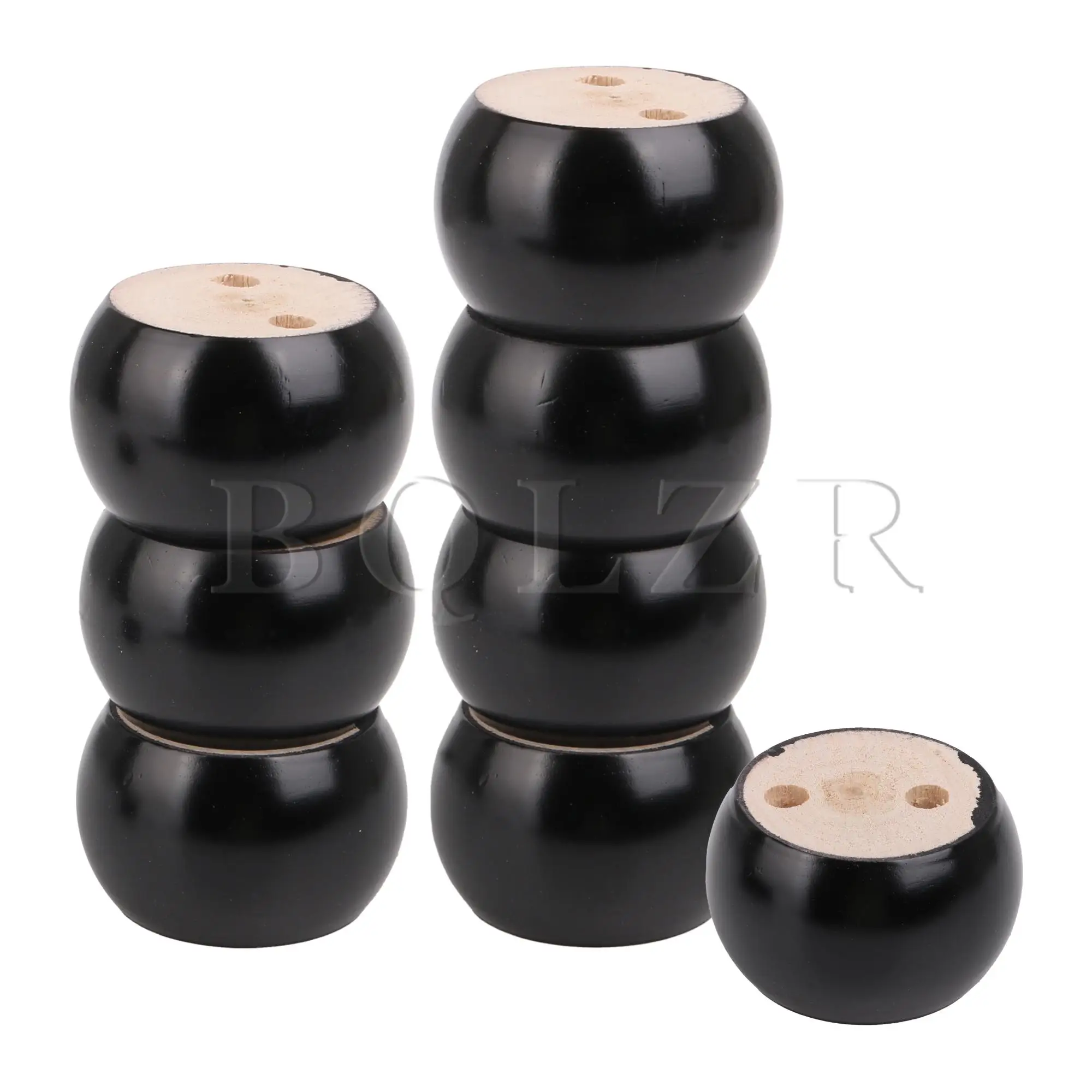 Bqlzr 8pcs Black Sofa Bed Bun Feet 8x5cm Solid Wood Furniture Legs