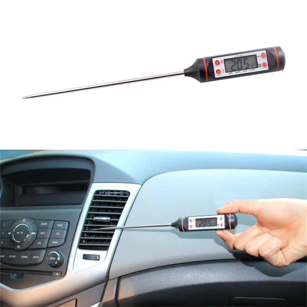 Auto Car Vehicle Air Conditioning Outlet LCD Digital Thermometer Gauge Tool Air Outlet Thermometer Long Probe Car Accessories lcd display car gauge meter car thermometer