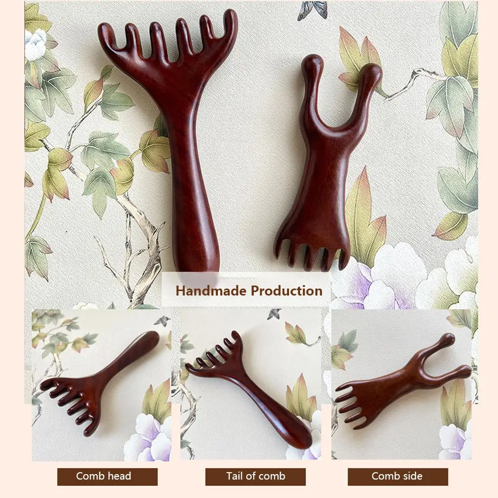 Natürlicher Sandelholz-Kamm & Scalp Massager Set – 2-teilig, Gua Sha Kamm Aus Holz Für Kopfhaut & Haare