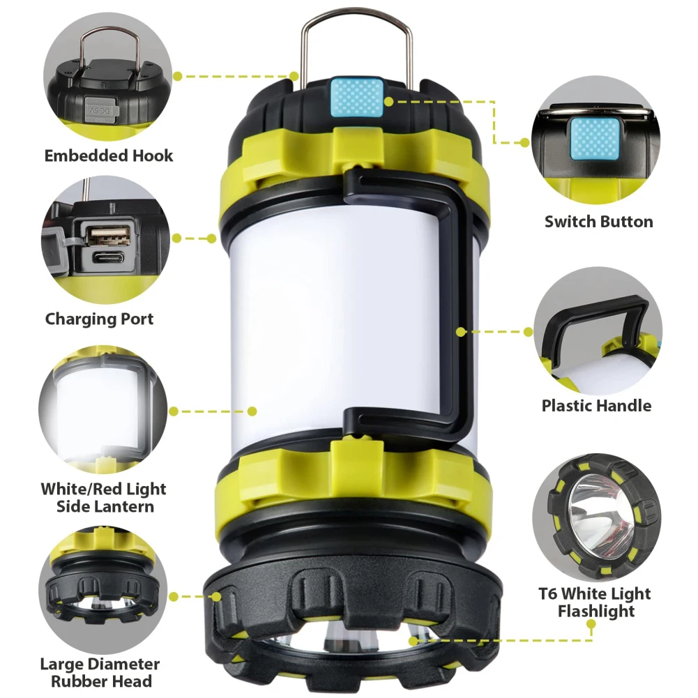 

Camping Lamp USB Rechargeable Lantern Light Flashlight Lighting Lantern Lamp Multi-tool Torch Outdoor Camping Equipment