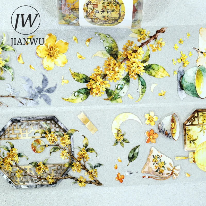 JIANWU 70mm * 200cm 빈티지 꽃 풍경 소재 콜라주 스크랩북 PET 테이프 크리 에이 티브 DIY 저널 문구