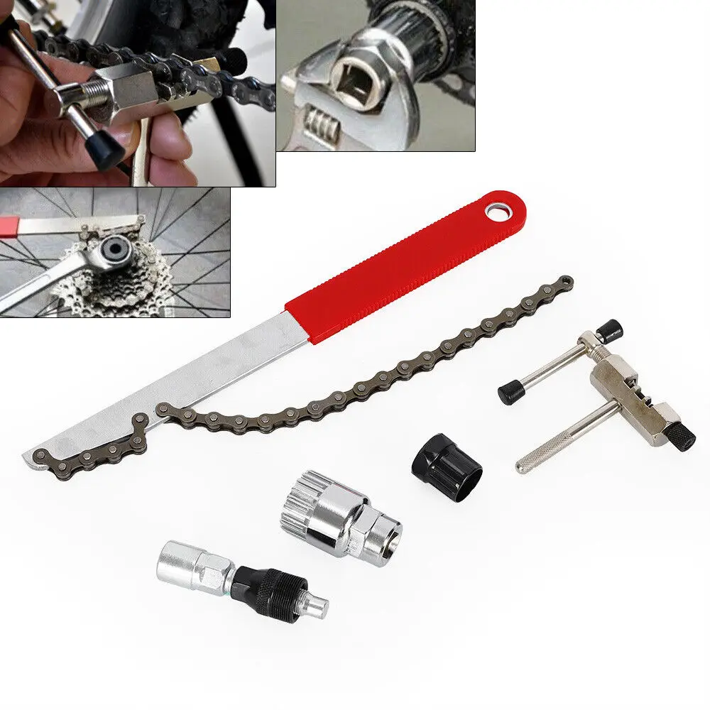 Bicycle Chain Whip Sprocket Remover Cassette Lockring Tool Sprocket Remover 5 in 1 Cassette Puller Sprocket Puller