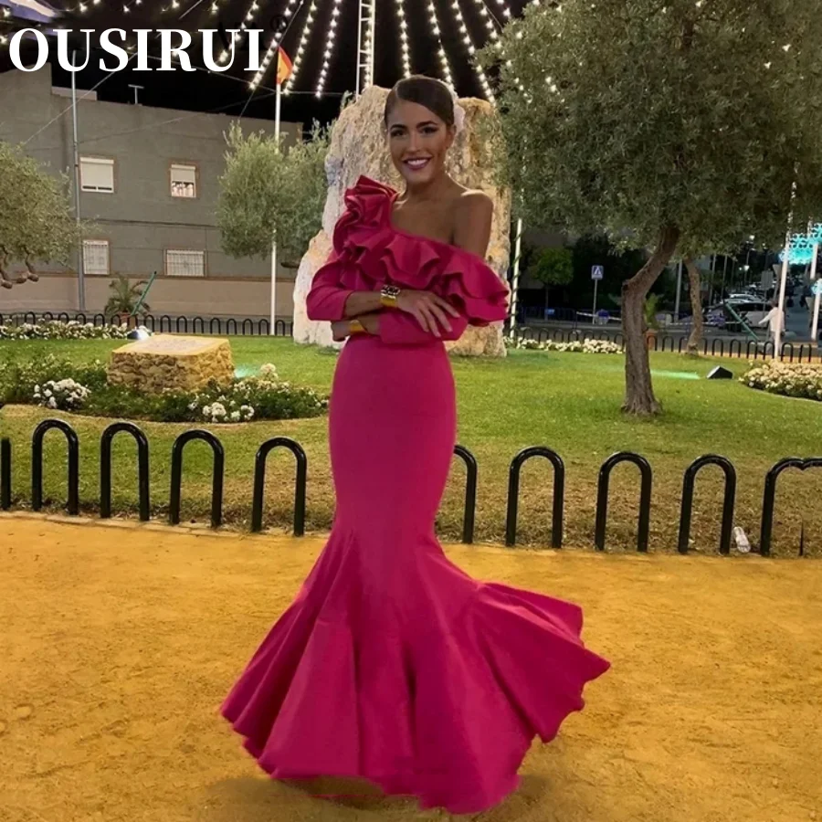 

Evening Dresses 2024 Ruffle Edge Wave Floor Length Classic Prom Dress Passionate Love Wrap Hip Mermaid vestidos de noche