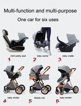 Luxury Portable Travel Pram 3 in 1Baby Stroller High Landscape Baby Pushchair Baby Travel Stroller Newborn Stroller 2