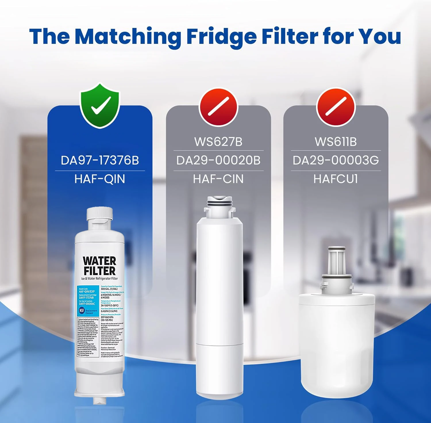 NSF Certified Refrigerator Water Filter Compatible with Samsung DA97-17376B HAF-QIN / EXP DA97-08006C RF23M8070SG RF23M8070SR Water Filter