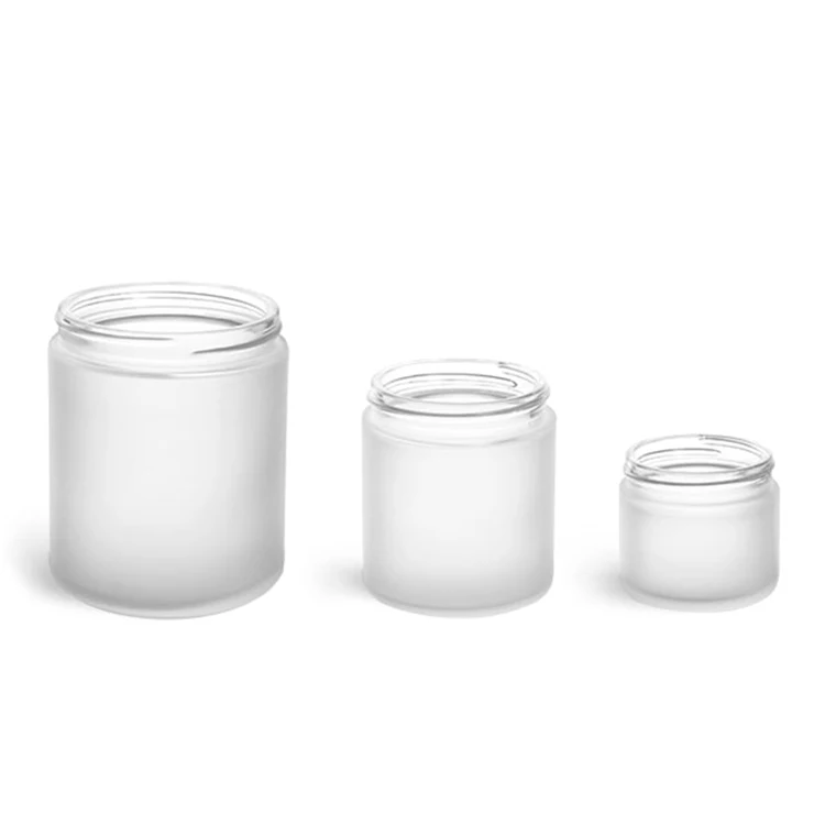 Wholesale 2oz 4oz 8oz Frosted Glass Straight Sided Jar with Silver/Black/Gold Screw Lid for Candle Jar Food Storage Clear Jar 3