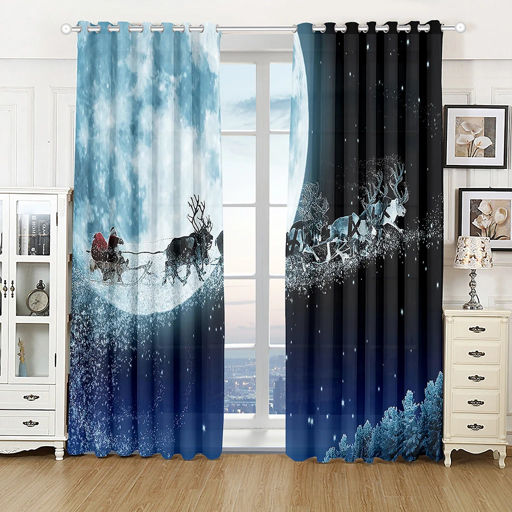 2024 Christmas Window Curtains Decor For Home Bedroom Kitchen Living Room Christmas Ornament Xmas Gifts Navidad Natal New Year 2