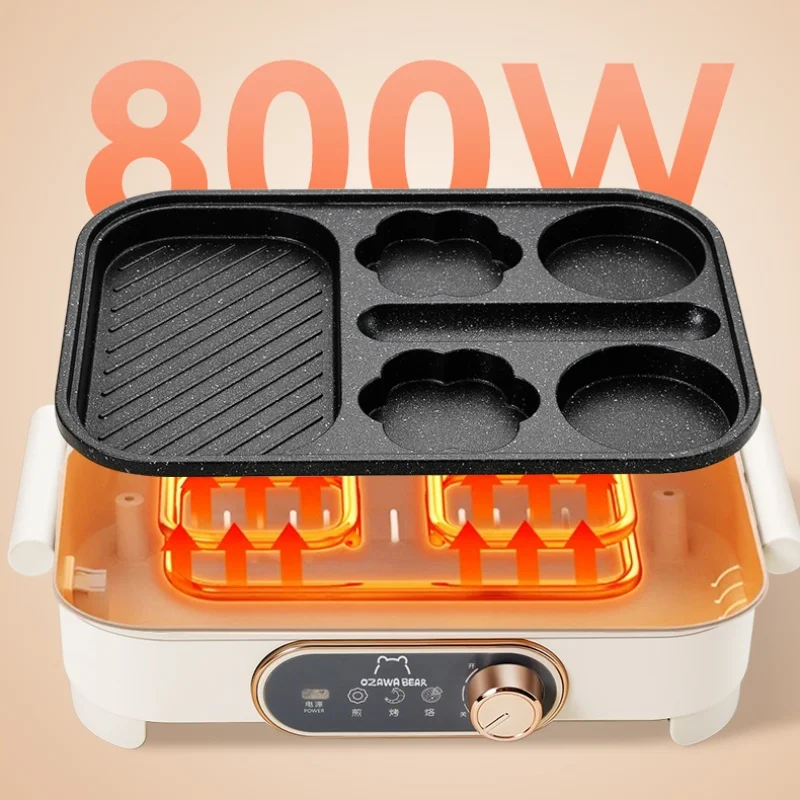 220V Breakfast Maker with 3-in-1 Functions, Non-stick Coating, and Easy-to-Clean Plates, Ideal for Eggs, Pancakes, and Sausages