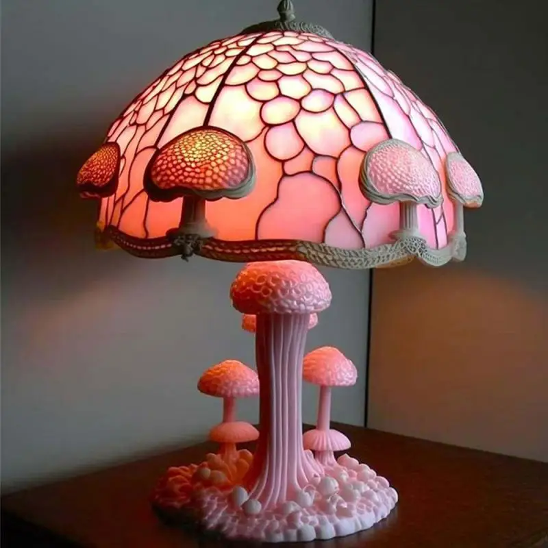 

Desk Lamp Design Ornaments Atmosphere Decorate Retro Home Lighting Mushroom Table Lamp Mushrooms Color Household Products Resin