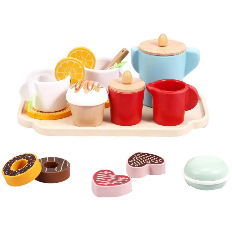 

Tea Time Toys For Girls Simulation Game Toy Wooden Pretend Play Tea Time Set Smooth Edges Indoor Activity Set For New Year