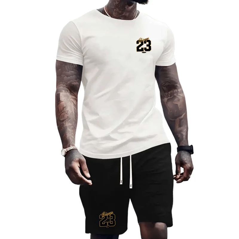 2024 Summer Fashion Men's Sportswear T-shirt Shorts Set Casual Short Sleeve Set Jogging Fitness Clothing Brand Clothing 5
