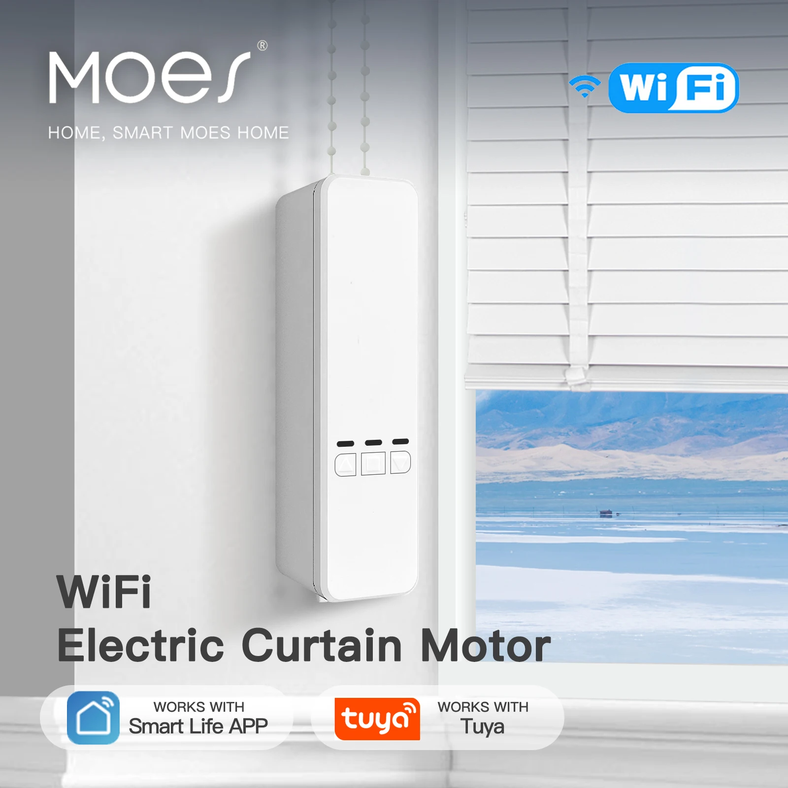 MOES-Motor inteligente Tuya WiFi, cadena eléctrica, persiana enrollable, Kit remoto RF, aplicación Smart Life a través de Alexa/Google