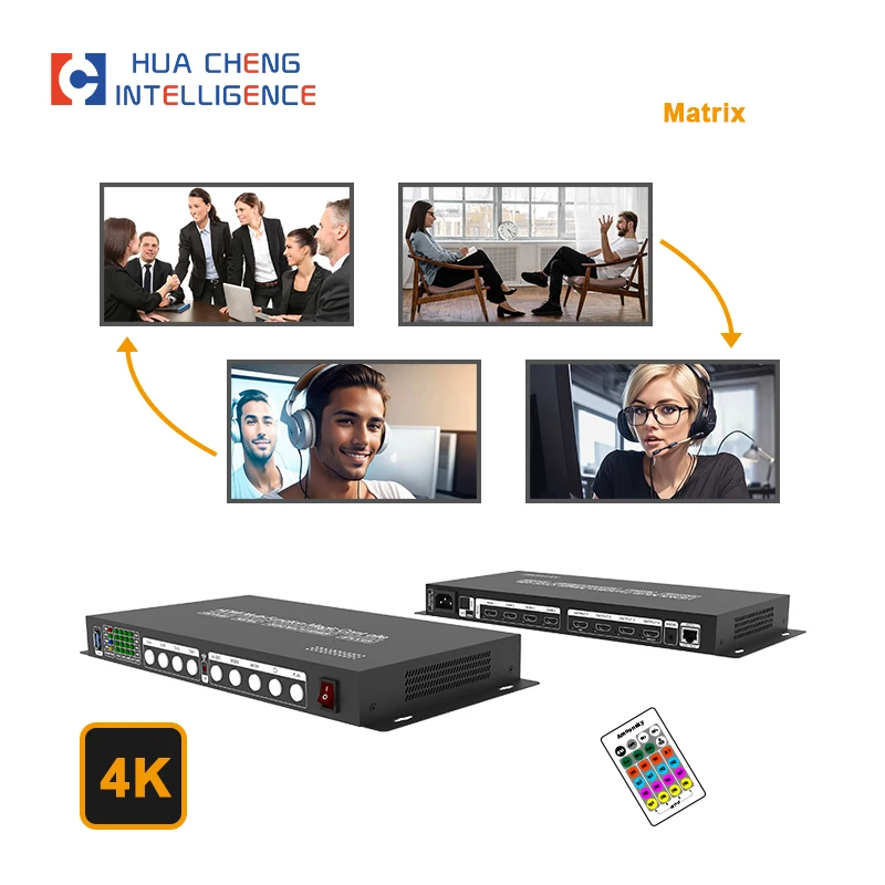 

AMS-MTX 4*4 Matrix Switch 4K Splitter Sercurity Monitor Multimedia Advertise Screens Splitter Wall Display Box Remote Controller