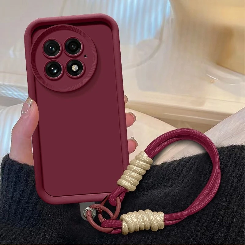 Silicone Case with Lanyard Wrist Strap - Solid Color Cover