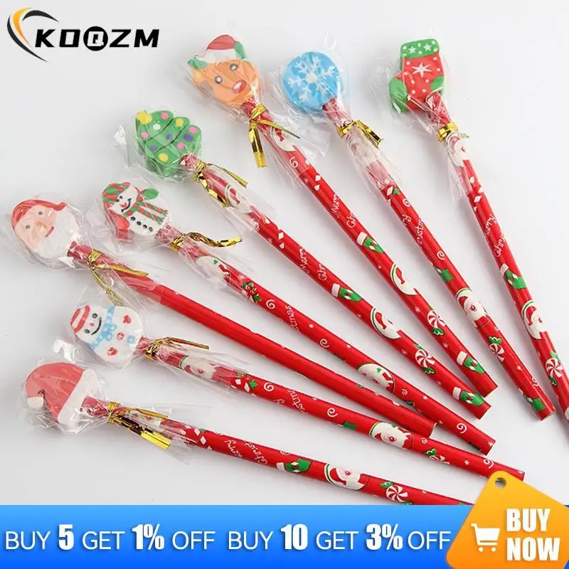 

1PCS Christmas Pencils Erasers Assorted Christmas Novelty Cartoon Designs Party Favor School Office Student Stationary For Kids