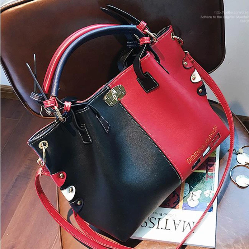 SMOOZA Female Bag 2022 New Fashion Hit Color Tote Bag Casual and Versatile Handbag Large Capacity One-shoulder Crossbody Bag purse