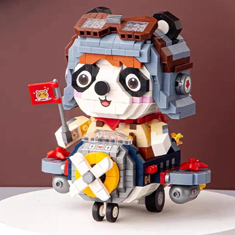 

Creative Pilot Panda Building Block Set DIY Cute Animal Air Force Soldier Small Particle Assembled Bricks Children's Toy Gift