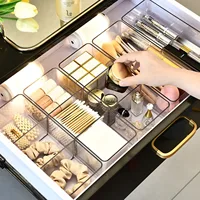 Clear Acrylic Makeup Layered Storage Box Dressing Table Cosmetic Lipstick Organizer Boxes Desktop Drawer Divider Storage 2