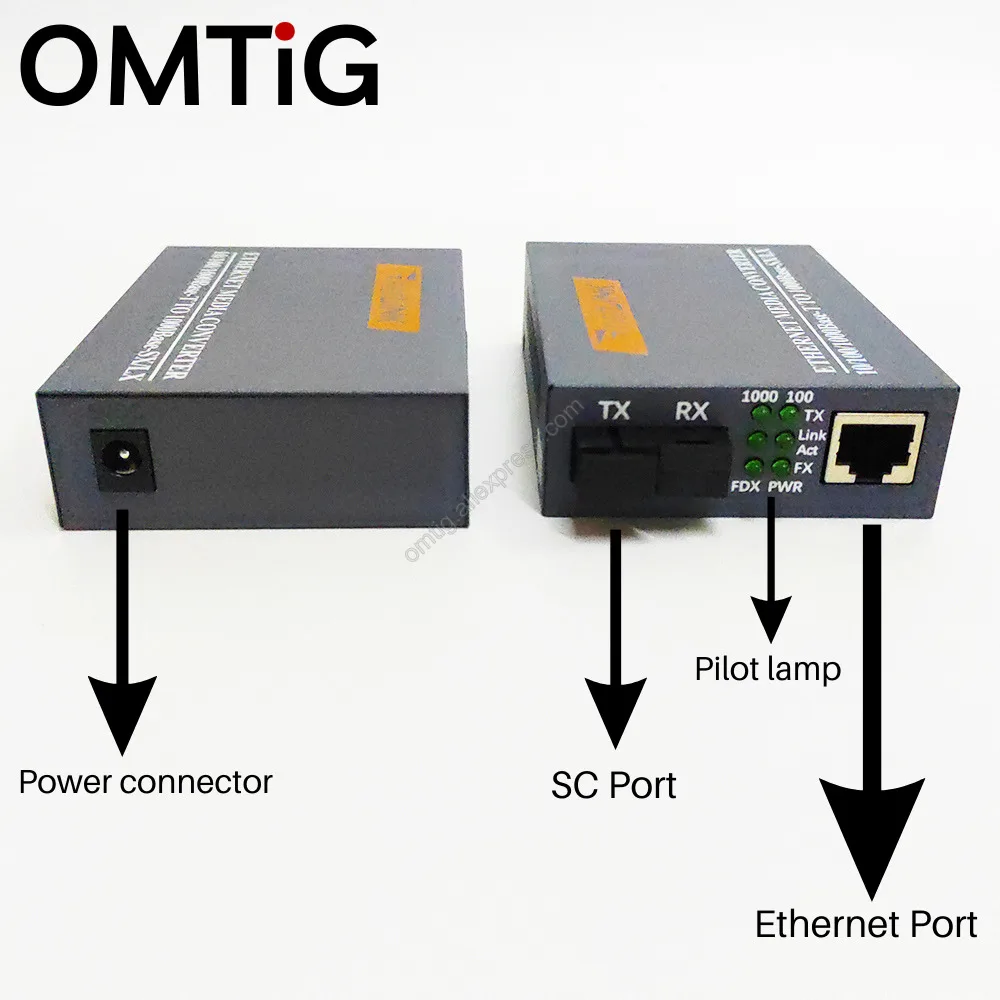 Gigabit Fiber Optical Media Converter Single Mode Single Fiber SC Port 20KM HTB-GS-03 A/B 1000Mbps External Power Supply