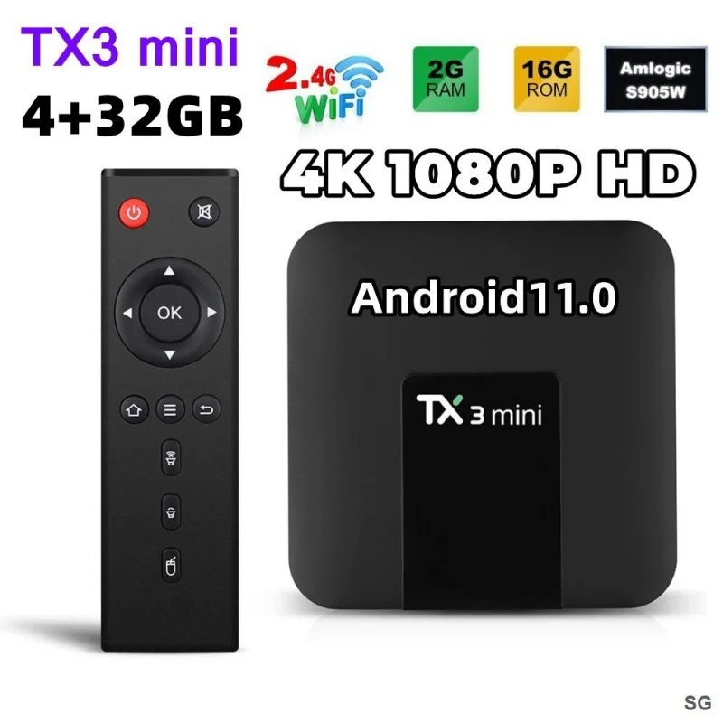 Оригинальная ТВ-приставка Tanix TX3 mini Android 11,0 Amlogic S905L 2 Гб 16 Гб 2,4 ГБ WiFi 4K TX3 Smart H. 265 1G 8G TX6 TVBOX