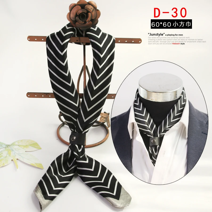 Korean Style Scarf Trendy Men's Dot Fashion Casual Scarf Men's Small Square Towel Black and White Fashionable