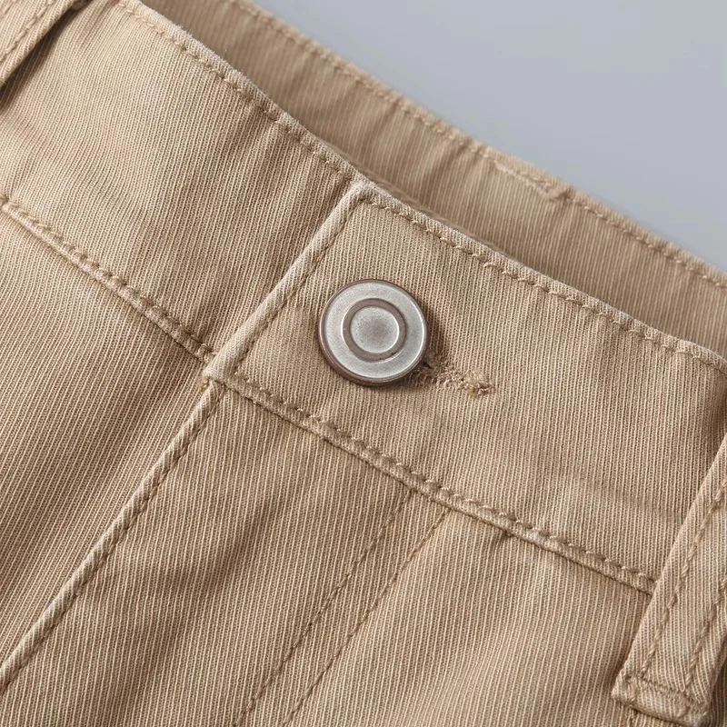 Men's Autumn/Spring Stretchable Casual Pants, Solid Color Cotton Straight Full Length Cargo Pants, Fashion All Match Pants