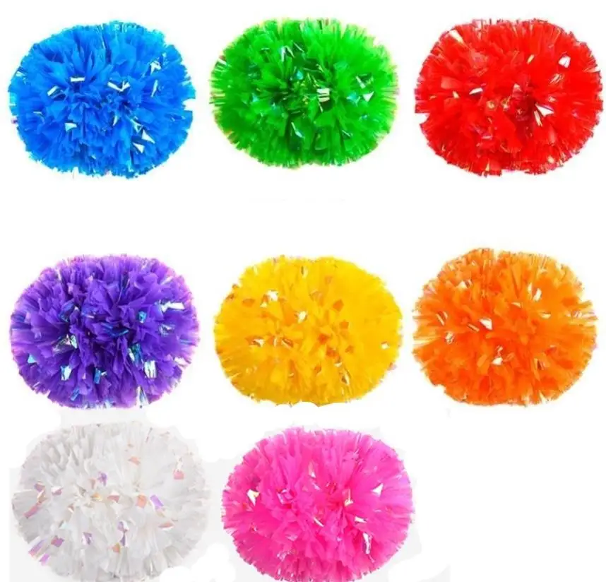 Cheerleading Pom Poms Matte Metallic Foil Cheer Pompoms with Baton Handle Kids Adults Team Spirit Cheering Stuff for Sports Carn