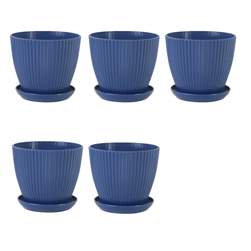 

New Plastic Planter Pots For Plants, 5 Pack 6 Inch Flower Pots With Drainage Holes And Saucers, For Indoor Outdoor