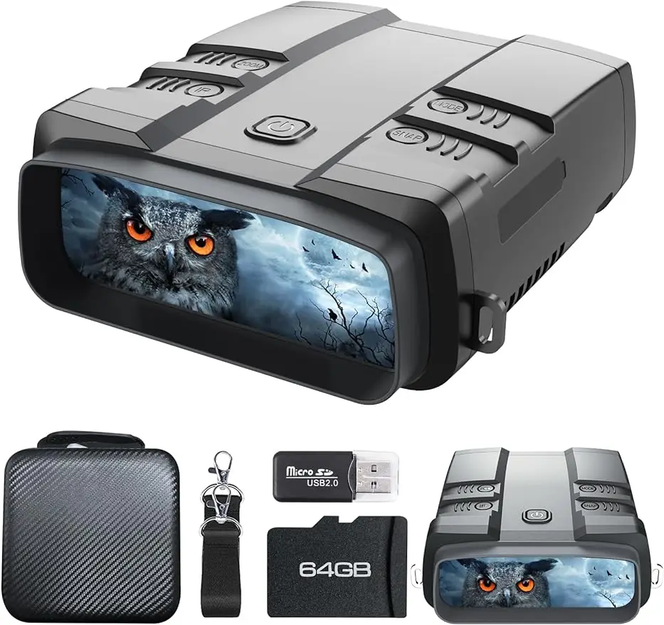

VABSCE Night Vision Goggles, True 4K Night Vision Binoculars, Built-in Powerful Focusable IR, 6000mAh Rechargeable Battery