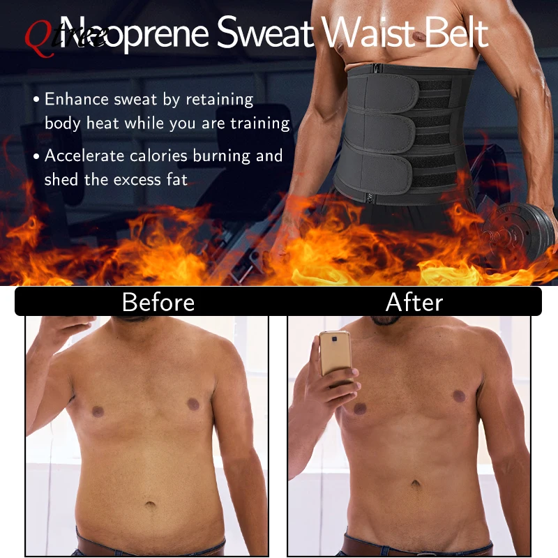 Men Neoprene Body Shaper Sauna Workout Waist Trainer Trimmer Belt Weight Loss Sweat Belly Slimming Corset Shapewear Body Shaper Waist Trainer