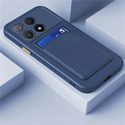 Liquid Silicone Card Holder Wallet Bag Cover Case for POCO M4 Pro 4G (Sea Blue)
