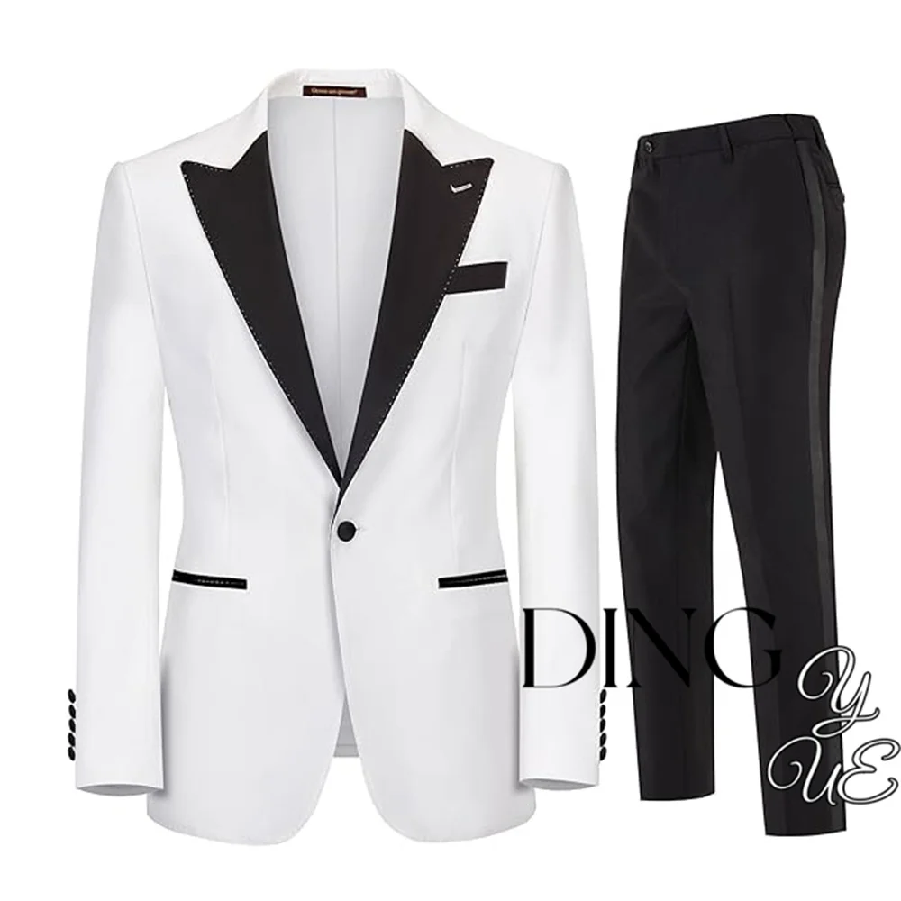Casual Business Mens Suits Slim Fit 2 Piece Jacket Pants Set For Groom Wedding Tuxedo Formal Office Wear Costume Homme