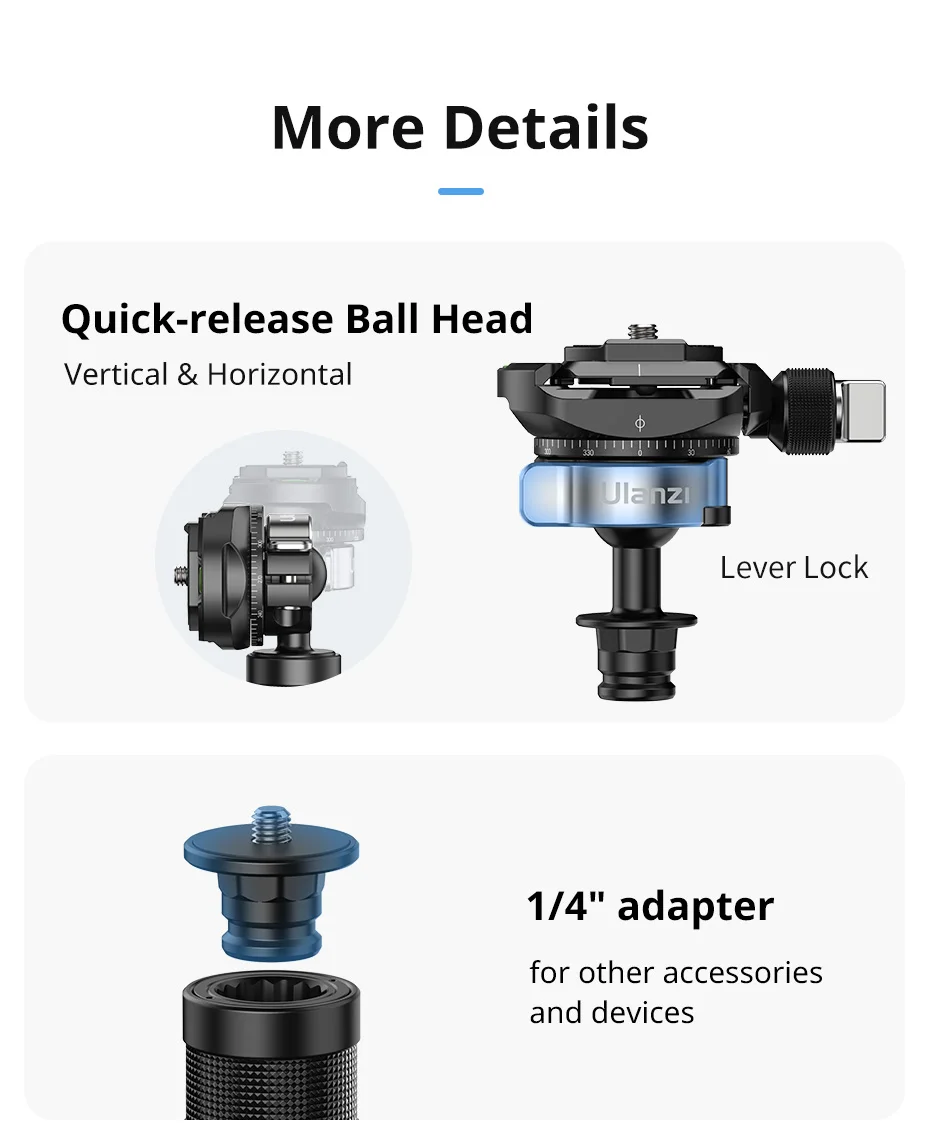 Ulanzi TT35 Mini Tripod with Ball Head description image 9
