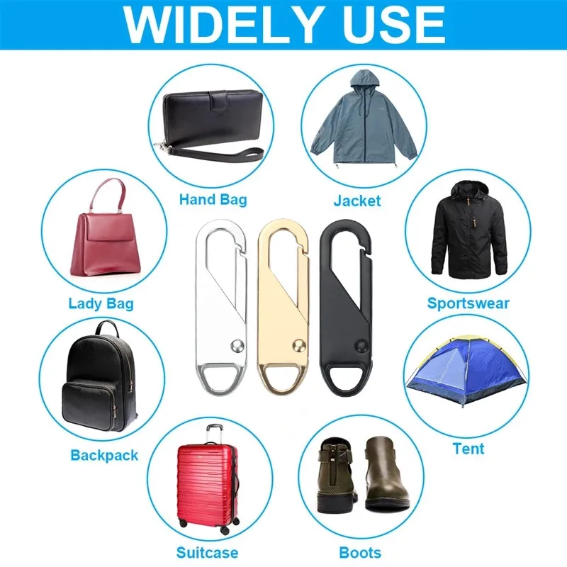Universal Detachable Metal Zipper Puller Repair Kit for DIY Sewing and Craft Projects (5/10 Pack)