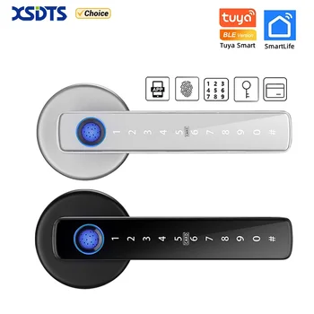 XSDTS M5 Tuya BLE Fingerprint Door Lock Digital Electronic Lock with Password/Key/IC Card/ Smartlife/ Tuya APP Unlock 1